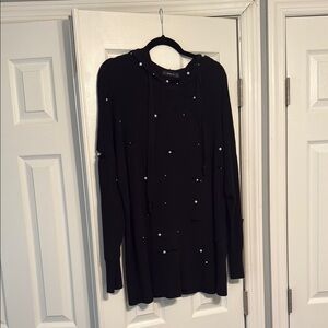 Black Pearl-Embellished Hoodie